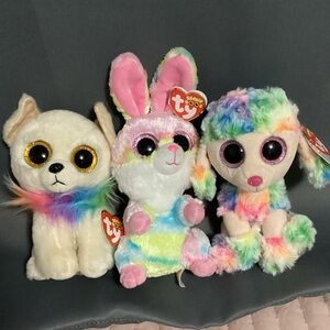 Ty Beanie Boos Plush Lot Chewey Lollipop Rainbow Multicolor Collection